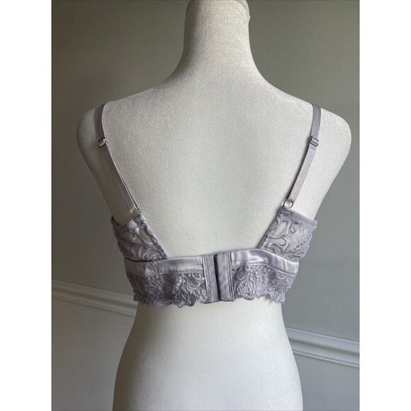 Free People Size M Bralette Metallic Lace Lavender Fairy Sheer Dainty Whimsigoth - Picture 3 of 9